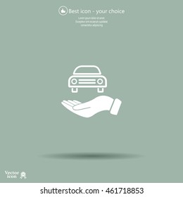 Hand with car vector icon