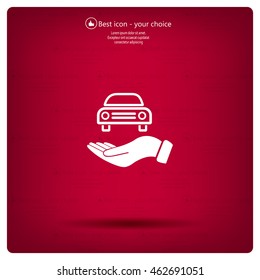 Hand with car vector icon
