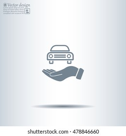 Hand with car vector icon