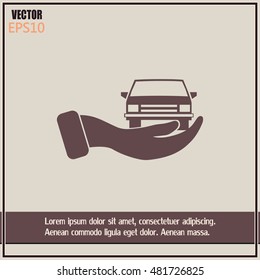 hand and car vector icon