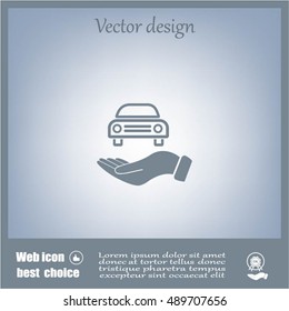 Hand with car vector icon