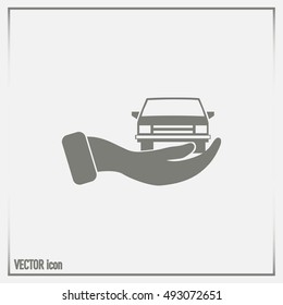 hand and car vector icon