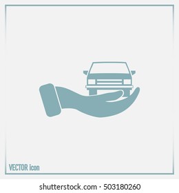 hand and car vector icon