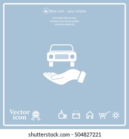 Hand with car vector icon