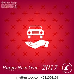 Hand with car vector icon