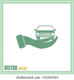 hand and car vector icon