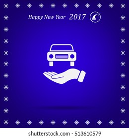 Hand with car vector icon
