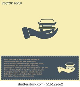 hand and car vector icon