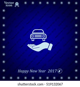 Hand with car vector icon