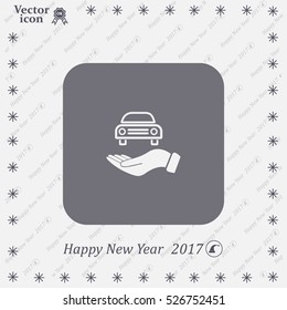 Hand with car vector icon