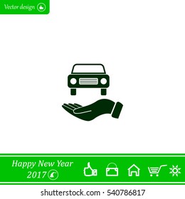 Hand with car vector icon