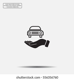 Hand with car vector icon