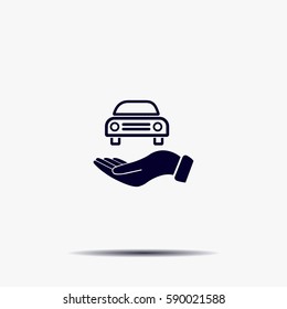 Hand with car vector icon