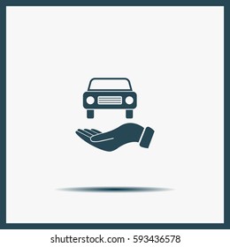 Hand with car vector icon