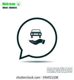Hand with car vector icon