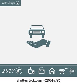 Hand with car vector icon