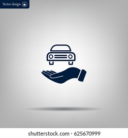 Hand with car vector icon