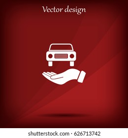 Hand with car vector icon