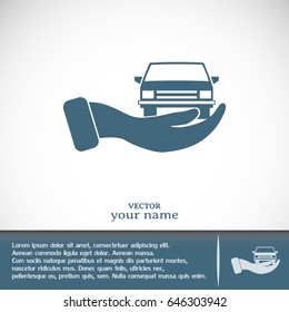 hand and car vector icon