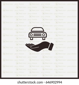 Hand with car vector icon
