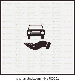 Hand with car vector icon