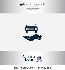 Hand with car vector icon