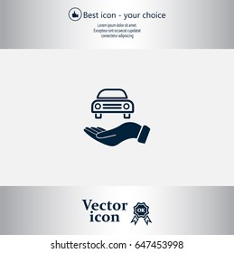 Hand with car vector icon