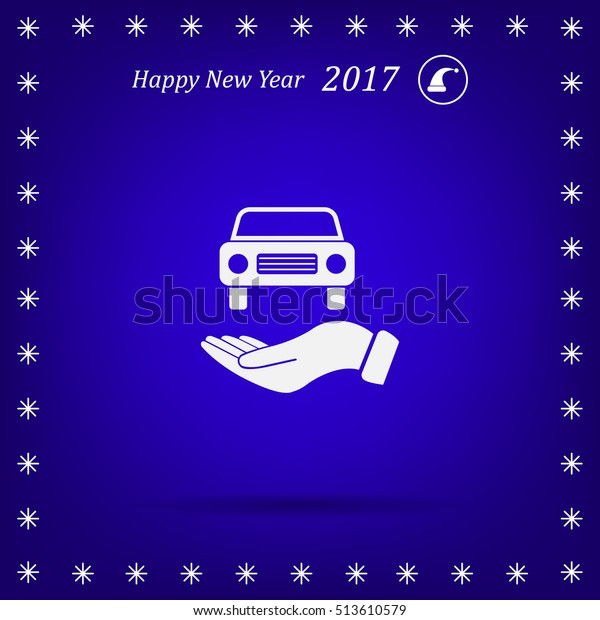 Hand with car vector\
icon
