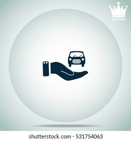 Hand and car  vector illustration.
