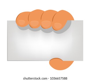 Hand with card. Flat design. vector illustration