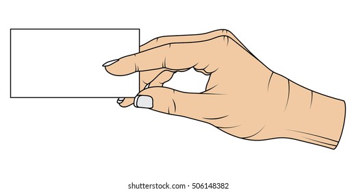 hand with card, holding some rectangular object.