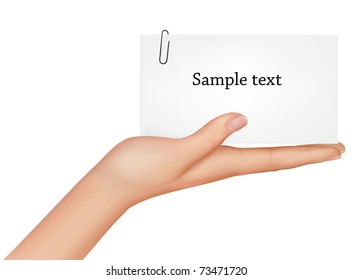 Hand and a card. Vector illustration