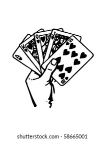 Hand Of Cards - Retro Clip Art