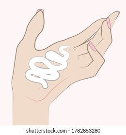 Handpflege. Anbringen der Handcreme