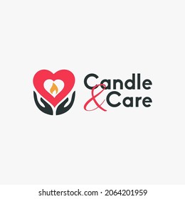 Hand Care with Candle logo Template Vector