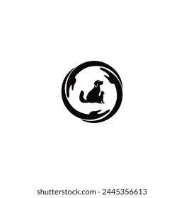 Hand care cat and dog logo design 