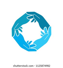 Hand care charity logo emblem design template. Social foundation for human welfare vector illustration