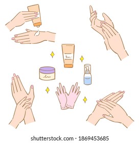 concepto de cuidado manual. Artículos de cuidado manual y manos. Concepto de salud y belleza