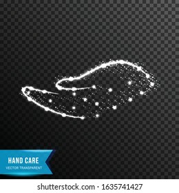 hand care from connecting dot and line. light effect. vector illustration, isolated on transparent background