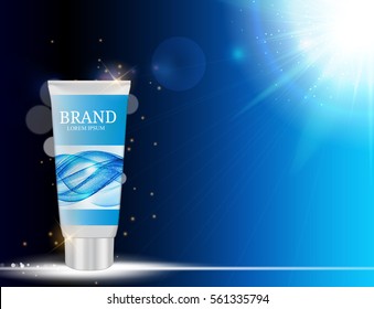 Hand Care Cream Bottle, Tube Template for Ads or Magazine Background. 3D Realistic Vector Iillustration. EPS10