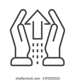 Hand care delivery icon. Outline hand care delivery vector icon for web design isolated on white background