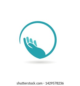 Hand care help symbol circle