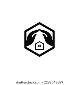 Hand care house vector logo template illustration 