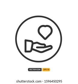 hand care icon in outline style. Vector logo design template. Modern design icon, symbol, logo and illustration. Vector graphics illustration and editable stroke. Isolated on white background.