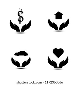 hand care icon set, logo hand care 