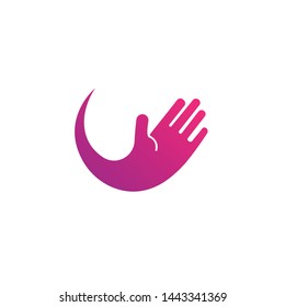 Hand care logo, adoption, network  symbols template icon