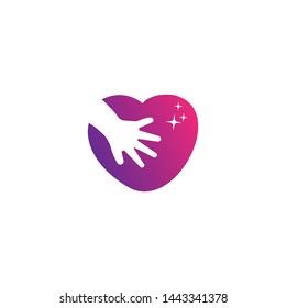 Hand care logo, adoption, network  symbols template icon