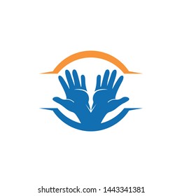 Hand care logo, adoption, network  symbols template icon