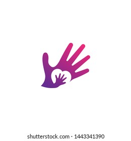 Hand care logo, adoption, network  symbols template icon