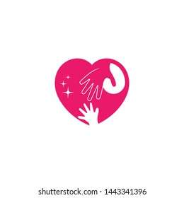 Hand care logo, adoption, network  symbols template icon